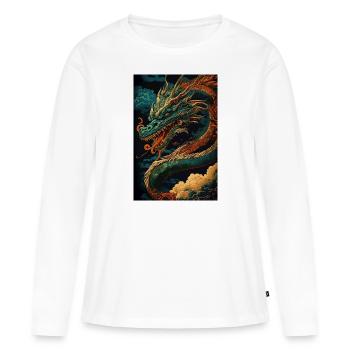 Dragon japonais Dragon chinois - T-shirt manches longues Premium bio Femme - blanc - Devant - Julia (174cm)
