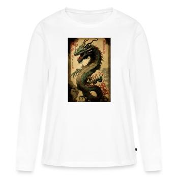 Dragon japonais Dragon chinois - T-shirt manches longues Premium bio Femme - blanc - Devant - Julia (174cm)