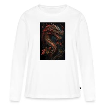 Dragon japonais Dragon chinois - T-shirt manches longues Premium bio Femme - blanc - Devant - Julia (174cm)