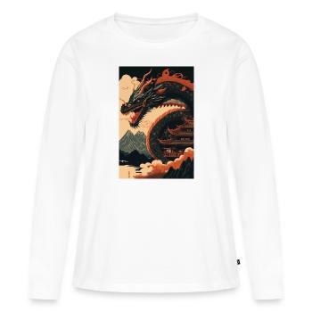 Dragon japonais Dragon chinois - T-shirt manches longues Premium bio Femme - blanc - Devant - Julia (174cm)
