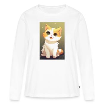 Drôle de chat - T-shirt manches longues Premium bio Femme - blanc - Devant - Julia (174cm)
