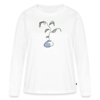 Plante en vase - T-shirt manches longues Premium bio Femme - blanc - Devant - Julia (174cm)