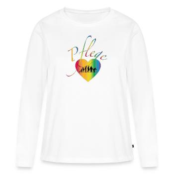 Pflege mit Herz Krankenhaus Pflegeheim Evolution - Frauen Premium Bio Langarmshirt - Weiß - Vorne - Julia (174cm)