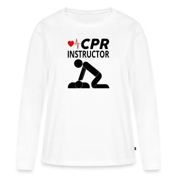 INSTRUCTEUR EN RCR - T-shirt manches longues Premium bio Femme - blanc - Devant - Julia (174cm)