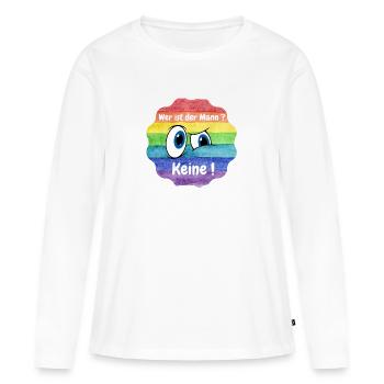 Wer ist der Mann in der Beziehung, Lesbian, CSD - Frauen Premium Bio Langarmshirt - Weiß - Vorne - Julia (174cm)