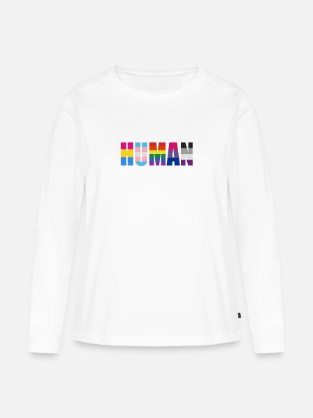 HUMAN - Rainbow - Frauen Premium Bio Langarmshirt - Weiß