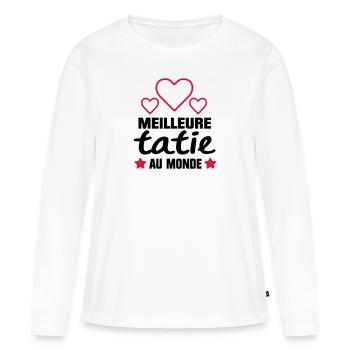 MEILLEURE tatie,citation,cadeau pour tata - T-shirt manches longues Premium bio Femme - blanc - Devant - Julia (174cm)