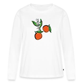 Mandarin Orange Früchte - Frauen Premium Bio Langarmshirt - Weiß - Vorne - Julia (174cm)