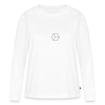 Cubes triangulaires - T-shirt manches longues Premium bio Femme - blanc - Devant - Julia (174cm)
