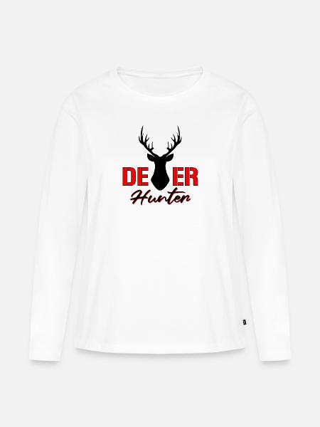 Hirsch Jäger Rotwild - Frauen Premium Bio Langarmshirt - Weiß