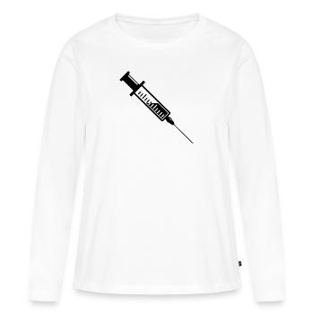 Spritze, ich bin durch! - Frauen Premium Bio Langarmshirt - Weiß - Vorne - Julia (174cm)