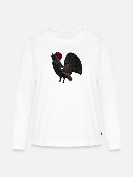 Auerhahn mit Schwarzwälder Bollenhut - Frauen Premium Bio Langarmshirt - Weiß