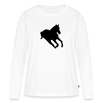 Running Horse - chevaux sauvages - équitation - T-shirt manches longues Premium bio Femme - blanc - Devant - Julia (174cm)
