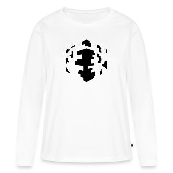 cube pixel - T-shirt manches longues Premium bio Femme - blanc - Devant - Julia (174cm)