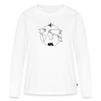 Map airplane travel - Women's Premium Organic Long Sleeve Shirt - white - Front - Julia (174cm)