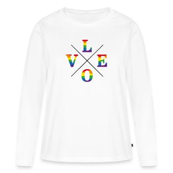 Love Couleurs arc-en-ciel, LGBT, CSD, Gay - T-shirt manches longues Premium bio Femme - blanc - Devant - Julia (174cm)