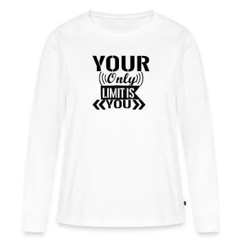 fröhlich und hell - Frauen Premium Bio Langarmshirt - Weiß - Vorne - Julia (174cm)