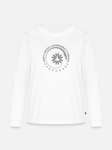 Liebe Freude Dankbarkeit Frieden - Frauen Premium Bio Langarmshirt - Weiß