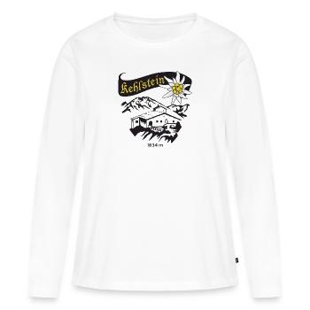 Kehlstein Eagles Nest Schriftzug mit Edelweiß - Frauen Premium Bio Langarmshirt - Weiß - Vorne - Julia (174cm)
