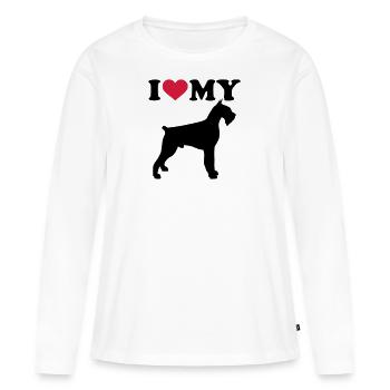 schnauzer géant - T-shirt manches longues Premium bio Femme - blanc - Devant - Julia (174cm)