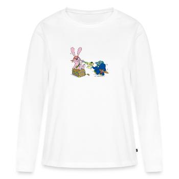 Elefant und Hase als Pirat - Frauen Premium Bio Langarmshirt - Weiß - Vorne - Julia (174cm)