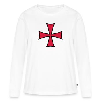 02 Templer Kreuz 2c - Frauen Premium Bio Langarmshirt - Weiß - Vorne - Julia (174cm)