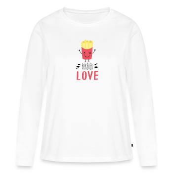 frites - frites - amour - T-shirt manches longues Premium bio Femme - blanc - Devant - Julia (174cm)