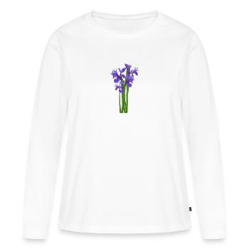 Fleurs Printemps Iris iris - Idée de cadeau - T-shirt manches longues Premium bio Femme - blanc - Devant - Julia (174cm)