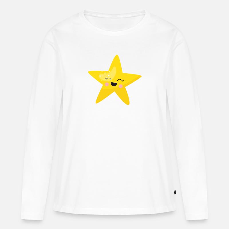 Sternchen - Frauen Premium Bio Langarmshirt - Weiß