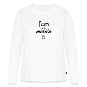 Team de la mariée - T-shirt manches longues Premium bio Femme - blanc - Devant - Julia (174cm)