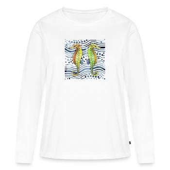 Hippocampes - T-shirt manches longues Premium bio Femme - blanc - Devant - Julia (174cm)