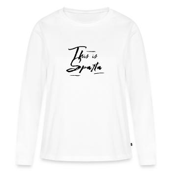 This is Sparta - Frauen Premium Bio Langarmshirt - Weiß - Vorne - Julia (174cm)