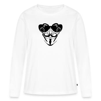 anonymous masque lunette fuck - T-shirt manches longues Premium bio Femme - blanc - Devant - Julia (174cm)