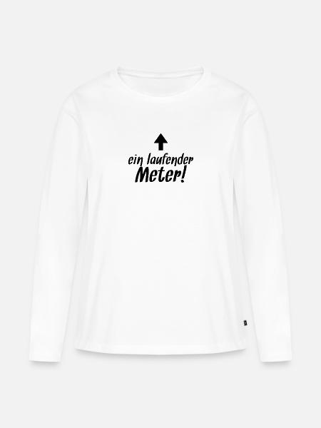 ein laufender Meter T-Shirt - Frauen Premium Bio Langarmshirt - Weiß