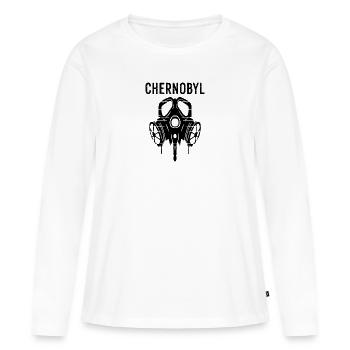 Cadeau de masque à gaz de centrale nucléaire de Tchernobyl - T-shirt manches longues Premium bio Femme - blanc - Devant - Julia (174cm)