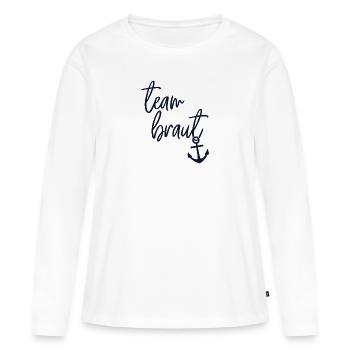 T-shirts JGA élégants | L’équipe de la mariée - T-shirt manches longues Premium bio Femme - blanc - Devant - Julia (174cm)