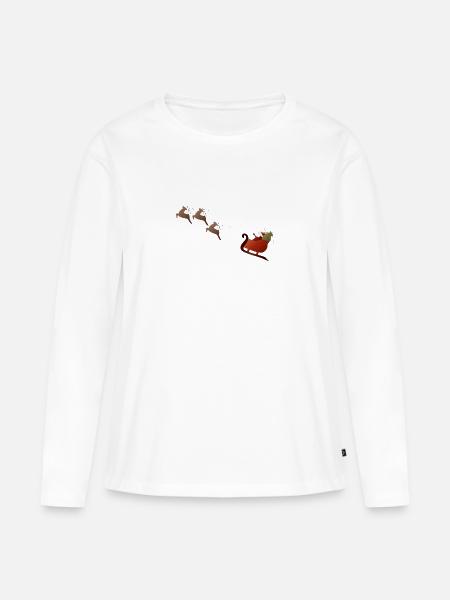 Weihnachtsmann mit Rentieren - Frauen Premium Bio Langarmshirt - Weiß