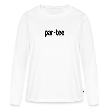 golf, balle de golf, clubs de golf, trou, parcours de golf - T-shirt manches longues Premium bio Femme - blanc - Devant - Julia (174cm)
