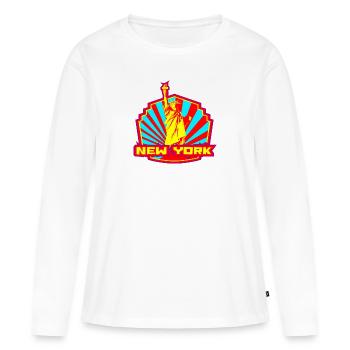 New York - T-shirt manches longues Premium bio Femme - blanc - Devant - Julia (174cm)