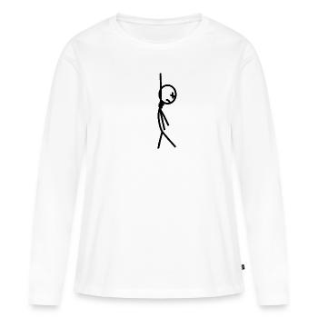 Stick figure potence design Depri tendance cadeau - T-shirt manches longues Premium bio Femme - blanc - Devant - Julia (174cm)