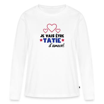 tatie d'amour - T-shirt manches longues Premium bio Femme - blanc - Devant - Julia (174cm)