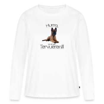 Hurra, es ist ein Tervueren!!! - Frauen Premium Bio Langarmshirt - Weiß - Vorne - Julia (174cm)