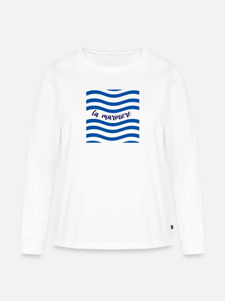 Motiv "die marinière - Frauen Premium Bio Langarmshirt - Weiß