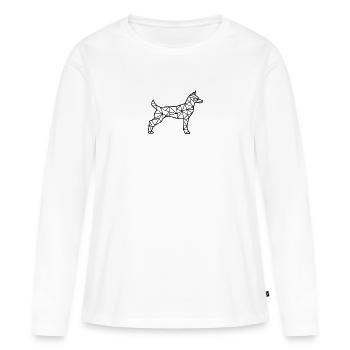 Chien géo-géométrique - T-shirt manches longues Premium bio Femme - blanc - Devant - Julia (174cm)