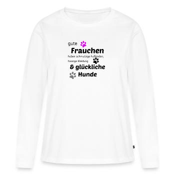 Hundeliebe, Hundeliebhaber - Frauen Premium Bio Langarmshirt - Weiß - Vorne - Julia (174cm)