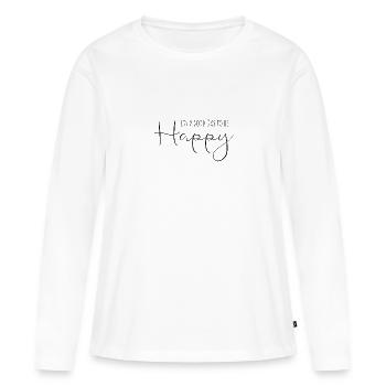 C'est une bonne journée pour être heureux - T-shirt manches longues Premium bio Femme - blanc - Devant - Julia (174cm)