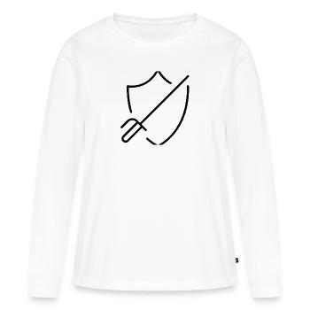 Schild - Frauen Premium Bio Langarmshirt - Weiß - Vorne - Julia (174cm)