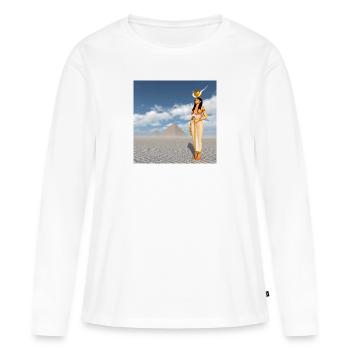 Déesse Hathor et pyramides - T-shirt manches longues Premium bio Femme - blanc - Devant - Julia (174cm)