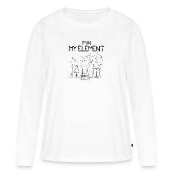 Cadeau de flacon de laboratoire de chimie d'éléments - T-shirt manches longues Premium bio Femme - blanc - Devant - Julia (174cm)