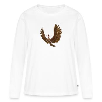 Frau mit riesigem Steinadler - Frauen Premium Bio Langarmshirt - Weiß - Vorne - Julia (174cm)